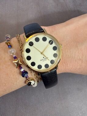 kate spade metro Watch with Black Polka Dot Cream Dial and Black Strap